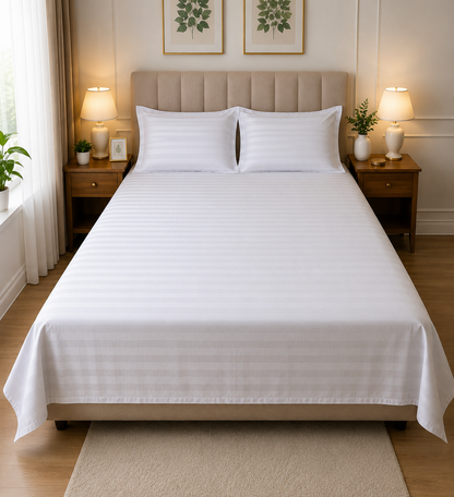 Premium Plain Striped Bedsheet Set