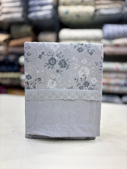 Fitted Bedsheet Pure Cotton with (2 Pillow Covers) 108 by 108 inch