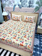 Block Prints Pure Cotton Printed Fitted Bedsheet Set with 2 Pillow Covers