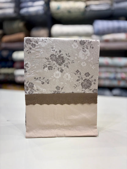 Fitted Bedsheet Pure Cotton with (2 Pillow Covers) 108 by 108 inch