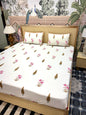 Block Prints Pure Cotton Printed Fitted Bedsheet Set with 2 Pillow Covers
