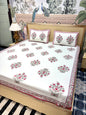 Block Prints Pure Cotton Printed Fitted Bedsheet Set with 2 Pillow Covers