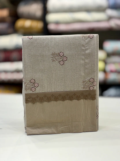 Fitted Bedsheet Pure Cotton with (2 Pillow Covers) 108 by 108 inch