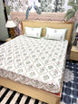 Block Prints Pure Cotton Printed Fitted Bedsheet Set with 2 Pillow Covers