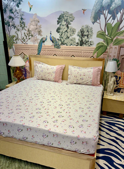 Fitted Bedsheet Pure Cotton with (2 Pillow Covers) 108 by 108 inch