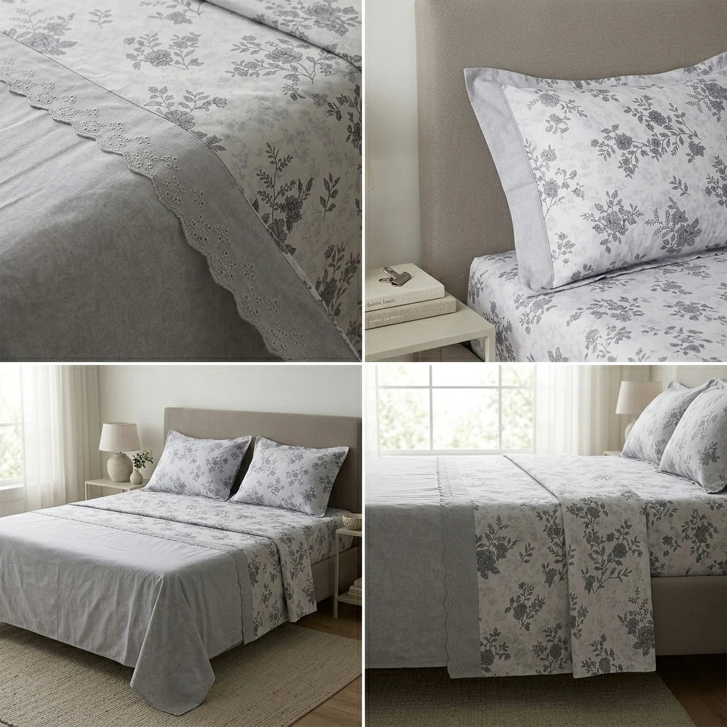 Fitted Bedsheet Pure Cotton with (2 Pillow Covers) 108 by 108 inch